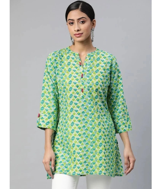 SVARCHI - Green Cotton Womens Straight Kurti ( Pack of 1 ) - None