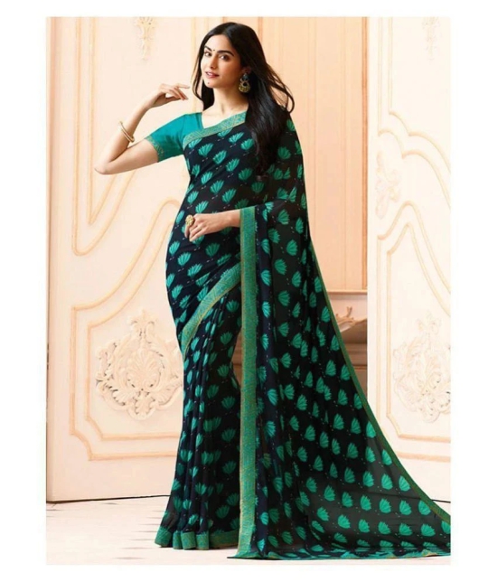 Gazal Fashions Blue Georgette Saree