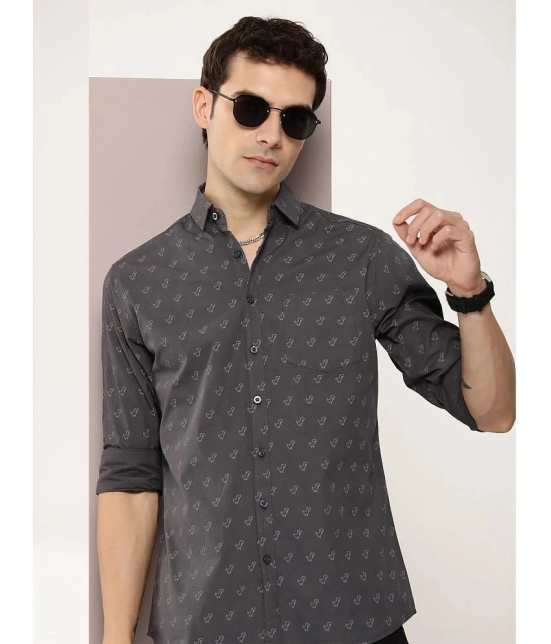 Dillinger 100% Cotton Regular Fit Printed Full Sleeves Mens Casual Shirt - Grey ( Pack of 1 ) - None