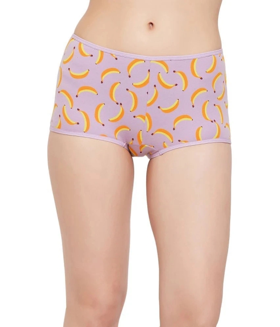 Clovia Purple Cotton Printed Womens Boy Shorts ( Pack of 1 ) - None