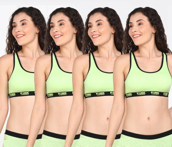 Womens Non Padded PinkTrendz Combo Sports Bra-36 / Neon Green