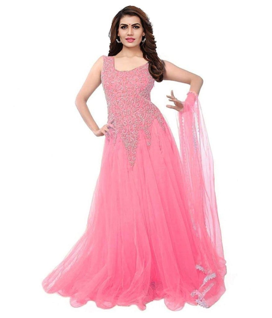 VKARAN Women's Net Anarkali Dress Material