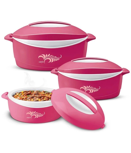 Milton DELIGHT JR GIFT SET Pink Steel Serve Casserole ( Set of 3 , 500,1000,1500 mL ) - Pink