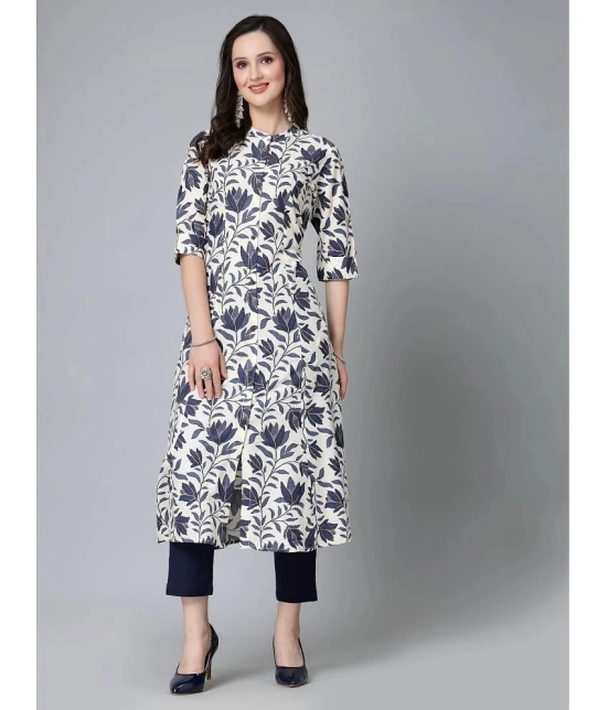 Stylum Rayon Printed Front Slit Womens Kurti - Blue ( Pack of 1 ) - None