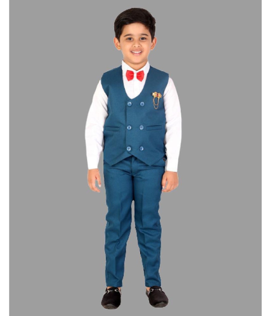 DKGF Fashion - Blue Cotton Blend Boys Shirt & Pants ( Pack of 1 ) - None