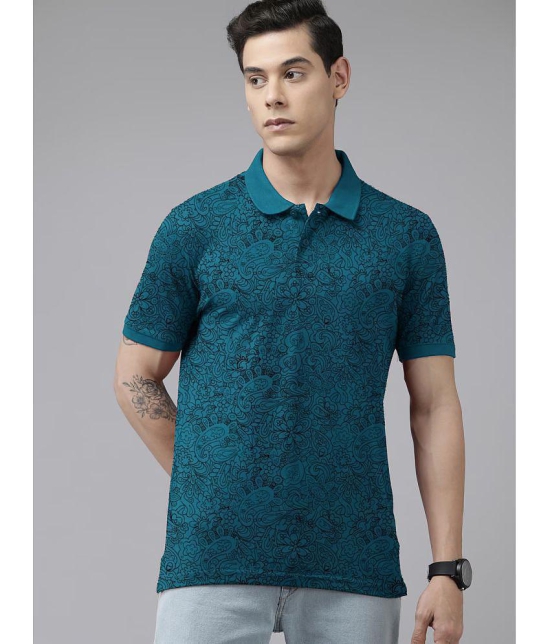 ADORATE - Teal Blue Cotton Blend Regular Fit Mens Polo T Shirt ( Pack of 1 ) - None