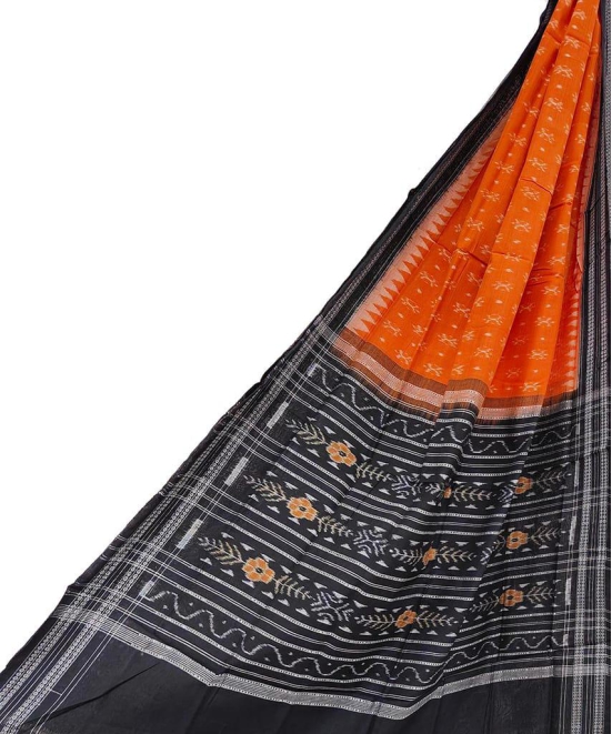 Rust Black Sambalpuri Handwoven Single Ikat Cotton Dupatta