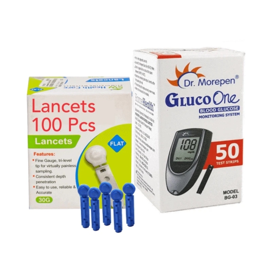 Dr Morepen BG 03 Gluco One 50 Test Strips with 100 Lancets Combo