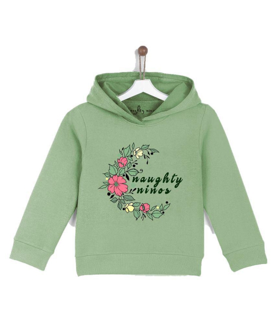 Naughty Ninos Girls Green Printed Hooded Sweatshirts - None