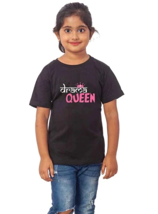 Girls Cotton Drama Queen Half Sleeve TShirt (Black) PID41465