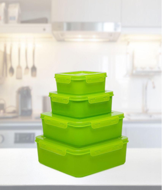 HOMETALES Multi-Purpose Container 2500ml, 2000ml, 1000ml, 500ml,Green (4U) - Green