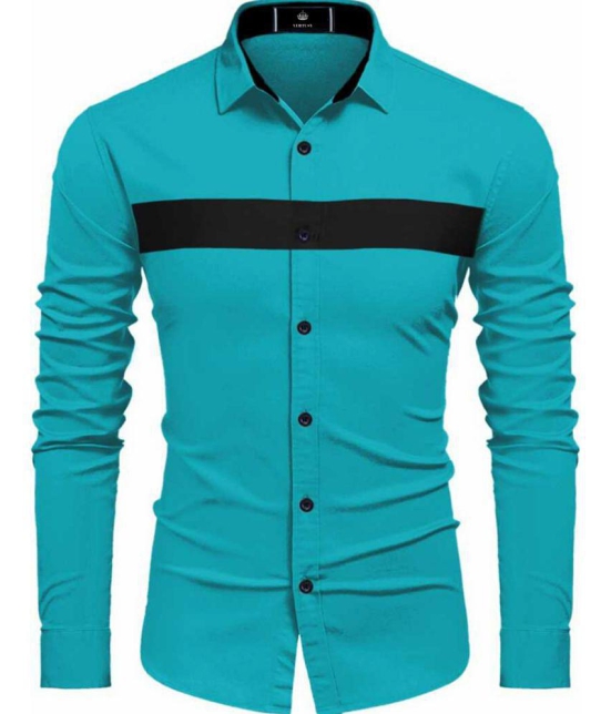 VERTUSY - Cotton Blend Regular Fit Turquoise Men's Casual Shirt ( Pack of 1 ) - None