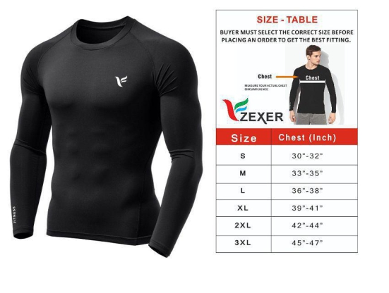 Zexer Unisex 100% Polyester Compression T-Shirt Gym and Sports Wear T-Shirt for Men | Body fit Skinny T Shirt for Gyming and Sports - XL