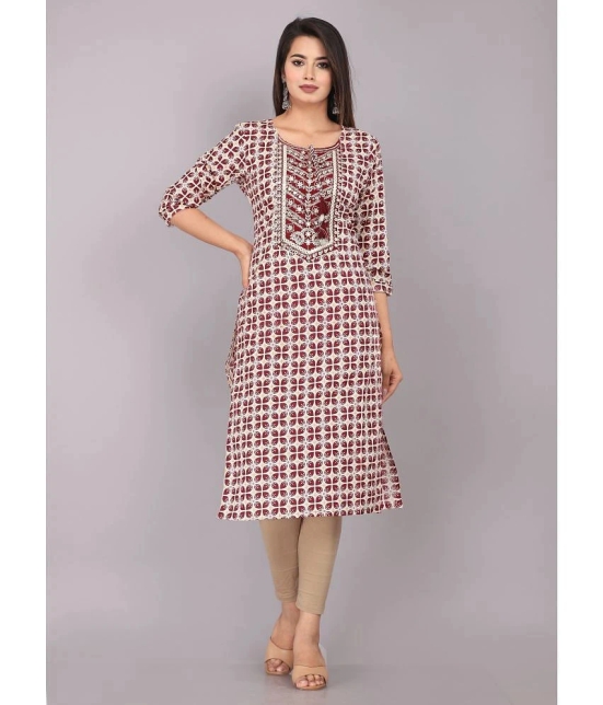 HIGHLIGHT FASHION EXPORT - Maroon Cotton Womens Straight Kurti ( Pack of 1 ) - None