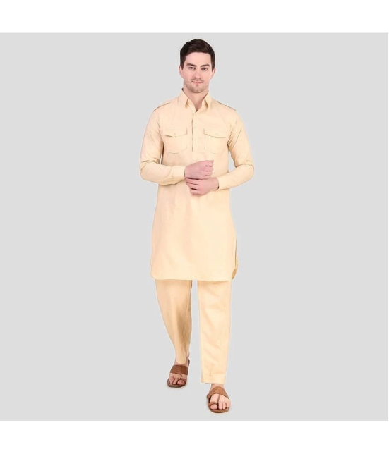 Preen Beige Cotton Blend Regular Fit Mens Pathani Suit ( Pack of 1 ) - None