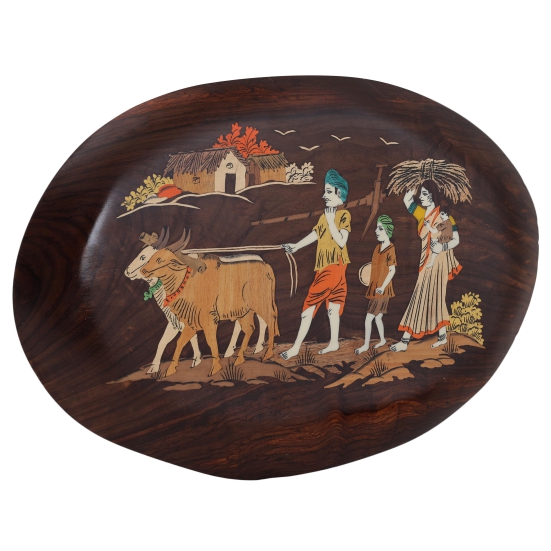 Rosewood Oval Cow Boy Panel