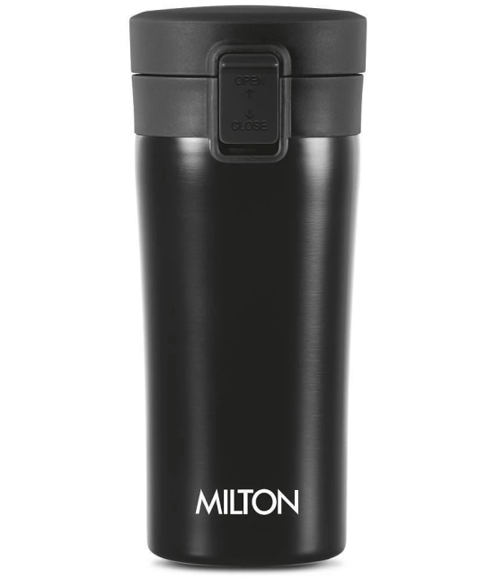 Milton Thermosteel Vacuum Insulated Coffee Mug, 300 ml, Black | Hot & Cold Flask | Leak Proof | Rust Proof | Thermos | Soup Flask| Juice Mug | Water Flask| Tea Mug - Black