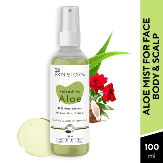 Aloe Vera Mist With Rose Extracts, Hydrating For Face, Body, Hair, Anti-Inflammatory (100 ML)