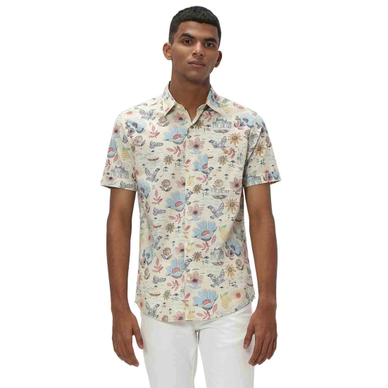 Tropical Print Slub Shirt