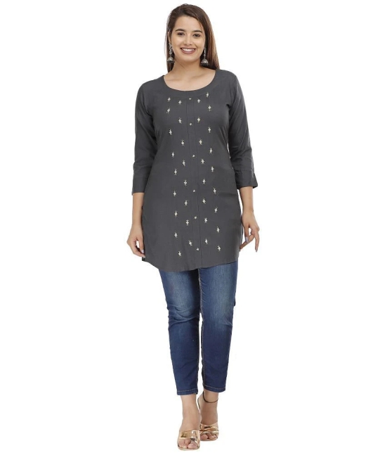 JC4U - Grey Rayon Womens Straight Kurti ( Pack of 1 ) - None