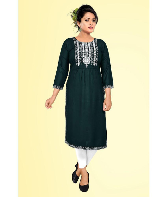 haya fashion - Green Rayon Women's Straight Kurti ( Pack of 1 ) - None