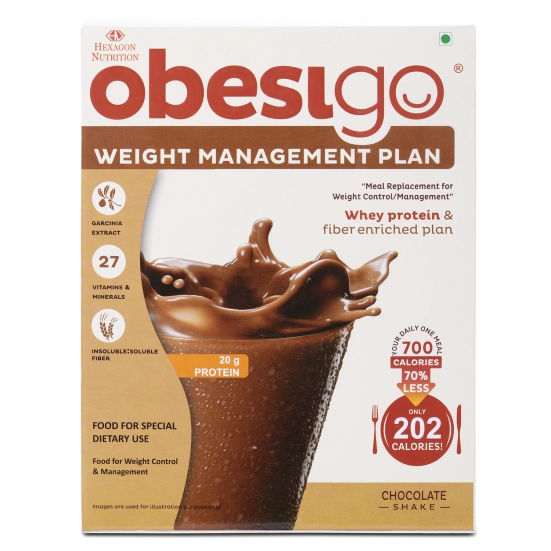 Obesigo BLCD Obesigo Meal Replacement Weight Loss And Weight Management Plan (Chocolate Flavor) - 350Gm (7 Sachets Of 50G Each)