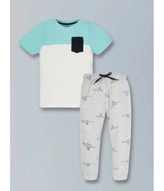 PLUM TREE Off White Cotton Boys T-Shirt & Pants ( Pack of 1 ) - None