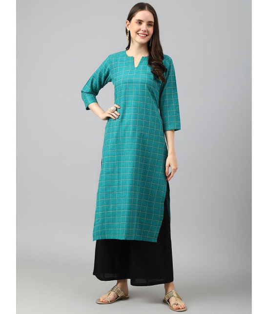 Hritika - Turquoise Cotton Women's Straight Kurti ( Pack of 1 ) - None