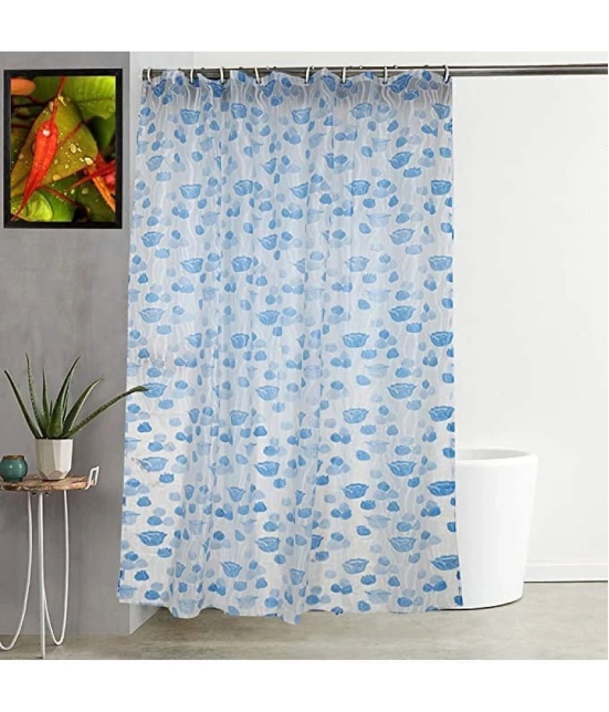 CASA FURNISHING Blue PVC Shower Curtain ( Single )