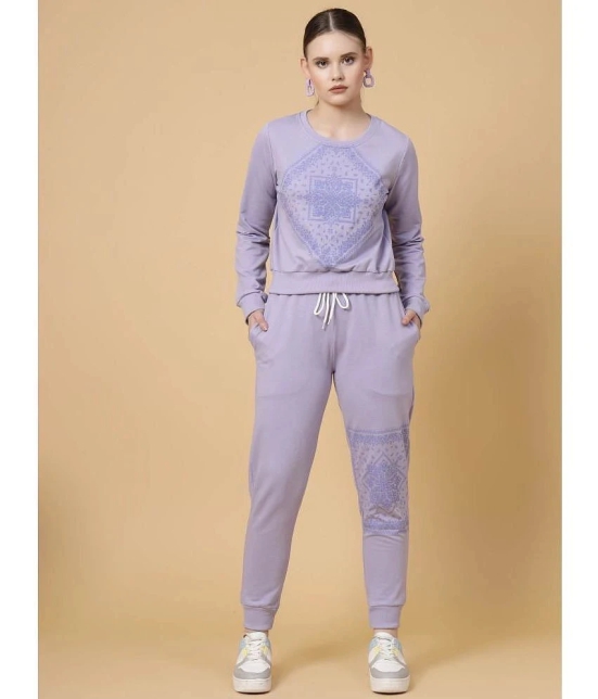 Rigo Women Light Purple Printed Terry Tracksuit - None