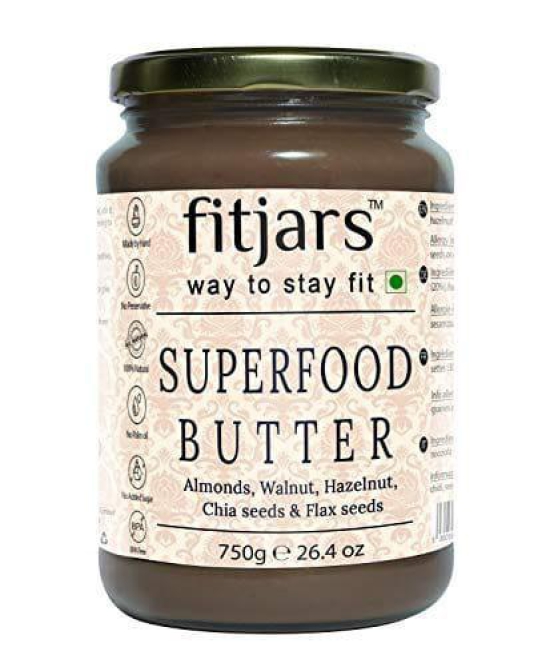 FITJARS Superfood Butter (Almonds,Walnut Hazelnut,chia,Flax) , 750 g