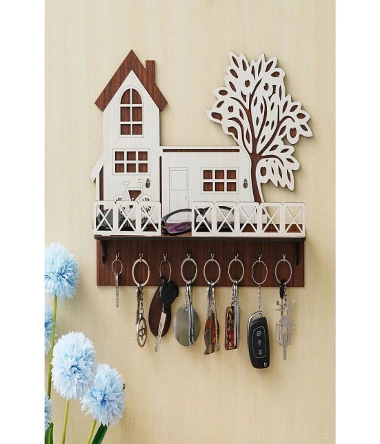 JaipurCrafts White Wood Key Holder - Pack of 1