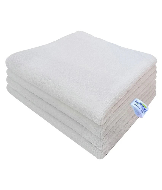 SOFTSPUN Microfiber Cloth - 4 pcs - 40x40 cms - 340 GSM White - Thick Lint & Streak-Free Multipurpose Cloths - Automotive Microfibre Towels for Car Bike Cleaning Polishing Washing & Detailin