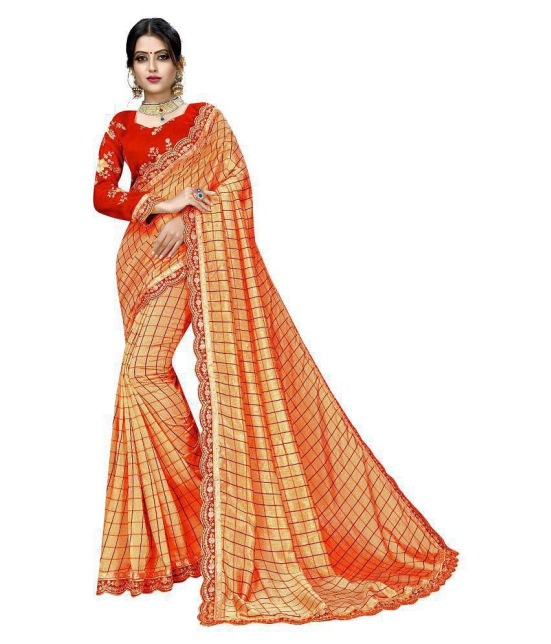 ofline selection - Orange Silk Blend Saree With Blouse Piece (Pack of 1)