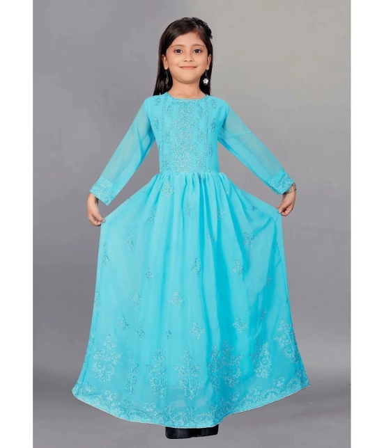 Apnisha - Sky Blue Georgette Girls Gown ( Pack of 1 ) - None