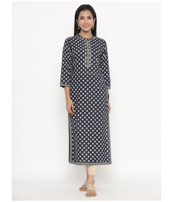 KIPEK Navy Rayon Straight Kurti - Single - XL