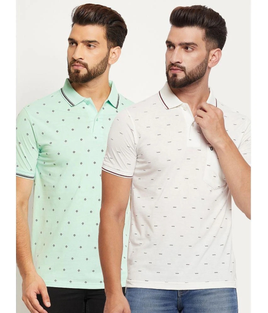 UNIBERRY Cotton Blend Regular Fit Printed Half Sleeves Mens Polo T Shirt - Mint Green ( Pack of 2 ) - None