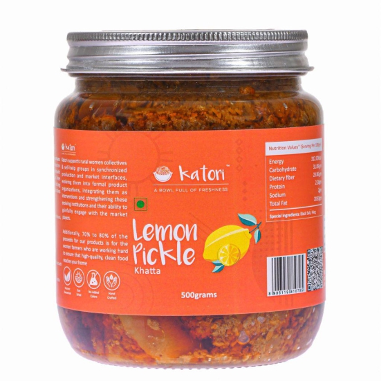 Katori Handcrafted Lemon (Non Sweet) Pickle | Glass Jars | 500gm