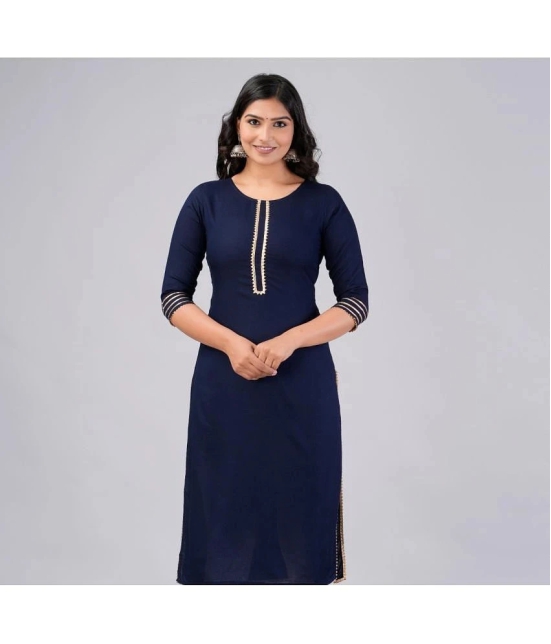 MAUKA Rayon Embroidered Straight Womens Kurti - Blue ( Pack of 1 ) - None