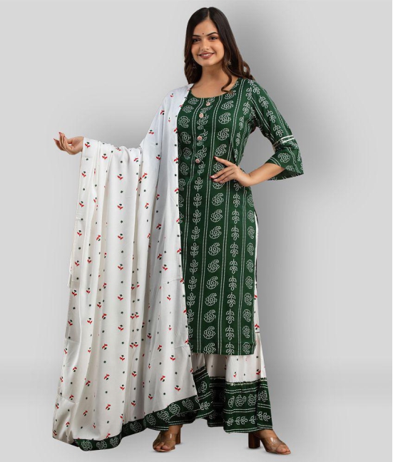 Lee Moda - Olive Straight Rayon Women's Stitched Salwar Suit ( Pack of 1 ) - XXL