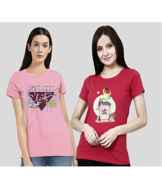 CHOZI - Pink Cotton Regular Fit Women's T-Shirt ( Pack of 2 ) - None