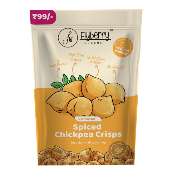 Flyberry Chickpea Crisps: 10g Plant Protein, No Palm Oil, High Fibre, No Preservatives, Vacuum Cooked, Less than 6% Rice Bran Oil.-500 g (Pack of 10*50g)