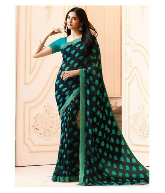 Gazal Fashions Navy Georgette Saree