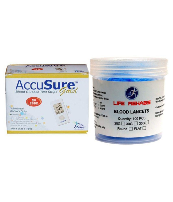 ACCUSURE GOLD 50 STRIPS ONLY & 100 lancets Expiry March 2024