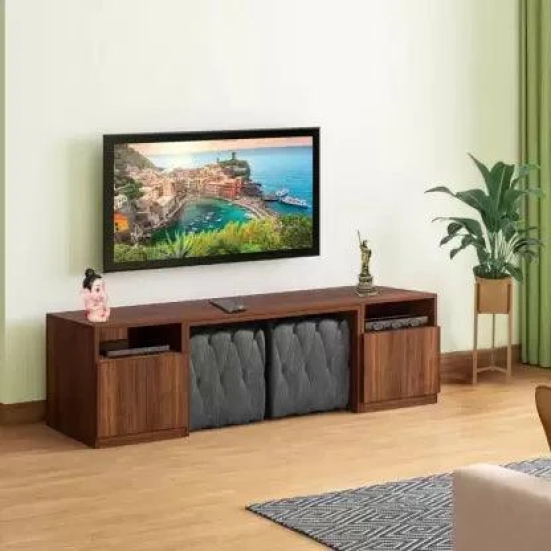 Brown Rectangular T.V Unit Cabinet - Modern Storage Solution-Brown