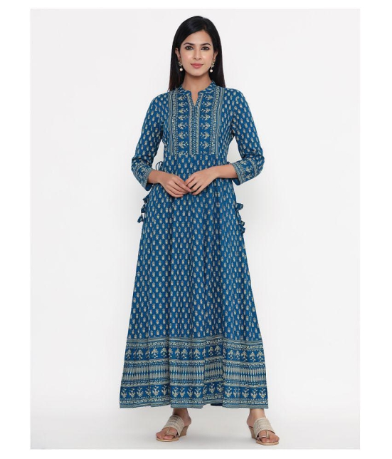 Kbz Turquoise Rayon Anarkali Kurti - S