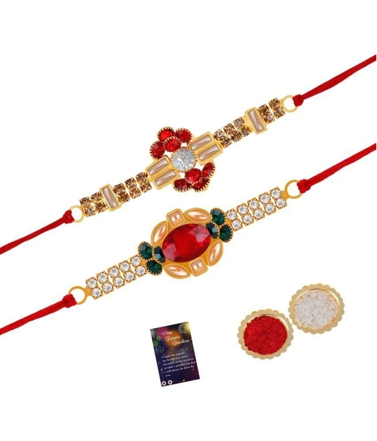 Silver Shine - Red Rakhi Combo ( Pack of 2 ) - None