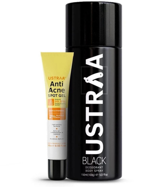 Ustraa Anti Acne Spot Gel - 15ml & BLACK Deodorant Body Spray - 150ml