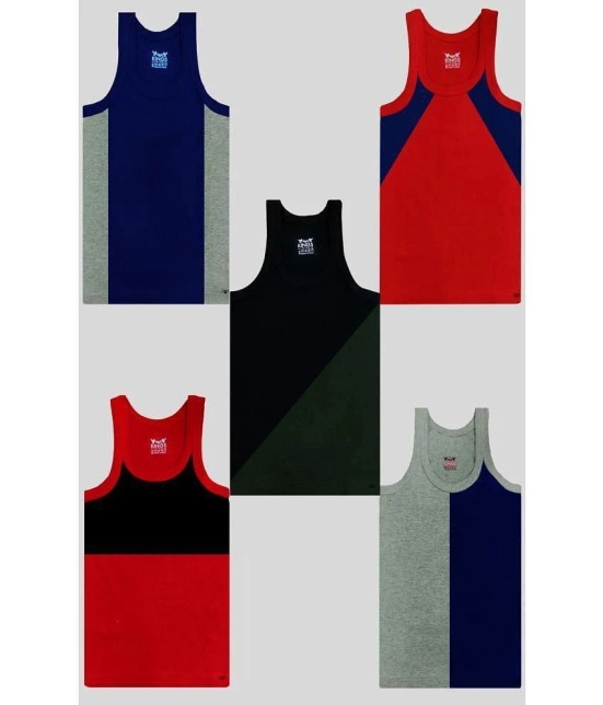 Hap Kings Multi Cotton Colorblock Boys Vest ( Pack of 5 ) - None