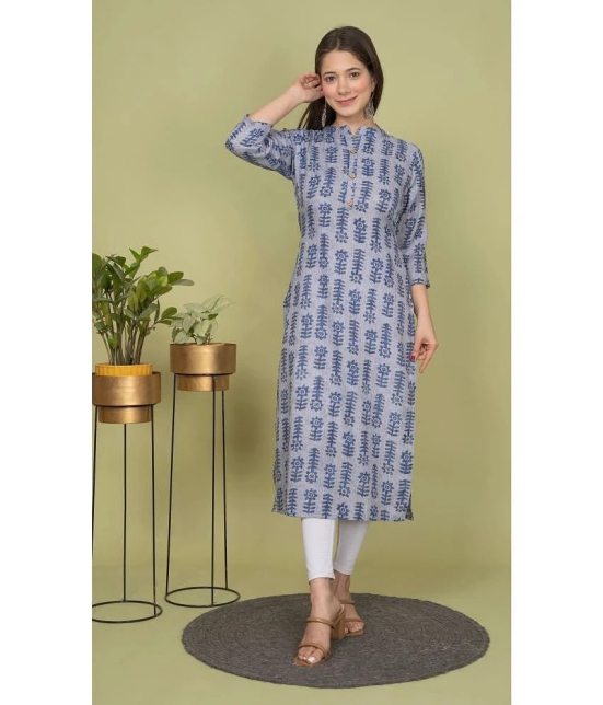 Estela Cotton Blend Printed Straight Womens Kurti - Grey ( Pack of 1 ) - None